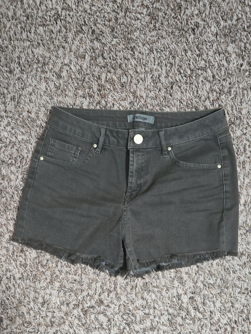 refuge Green Frayed Hem Denim Shorts